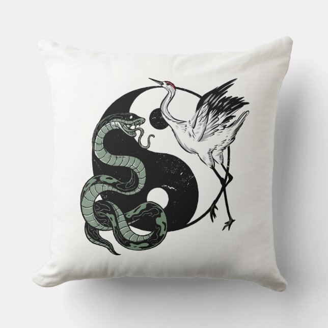 Yin Yang Slang en kraansymbool Kussen (Voorkant)