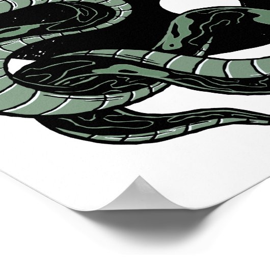 Yin Yang Slang en kraansymbool Poster (Hoek)