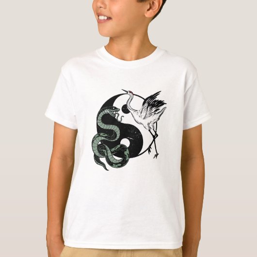 Yin Yang Slang en kraansymbool T-shirt (Voorkant)