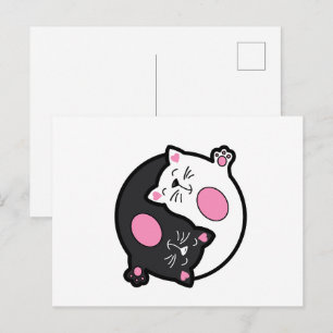 Yin Yang Slapende Katten In Zwart En Wit  Briefkaart