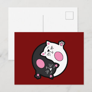 Yin Yang Slapende Katten In Zwart En Wit Briefkaart