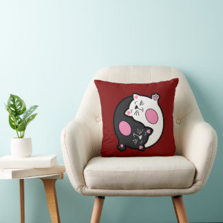 Yin Yang Slapende Katten In Zwart En Wit Kussen