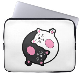 Yin Yang Slapende Katten In Zwart En Wit  Laptop Sleeve
