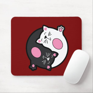 Yin Yang Slapende Katten In Zwart En Wit Muismat