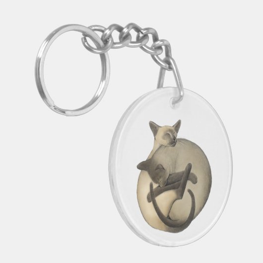 Yin Yang Sleeping Siamese Cats Sleutelhanger (Voorkant Links)