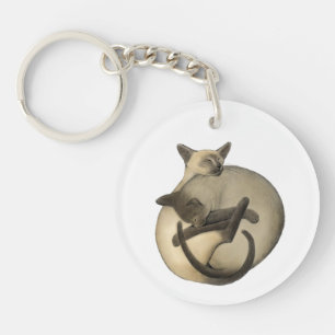 Yin Yang Sleeping Siamese Cats Sleutelhanger