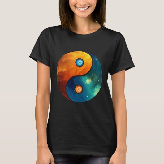 Yin Yang Space Cosmos Galaxy Universum Outerspace T-shirt (Voorkant)
