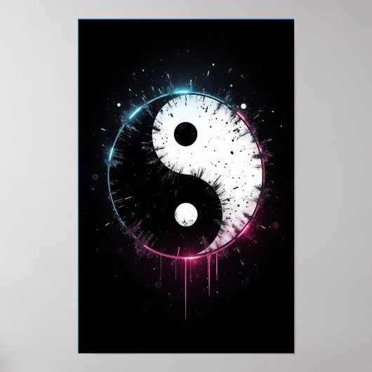Yin Yang Splash Art Poster Print - Zen Decoratie (Voorkant)