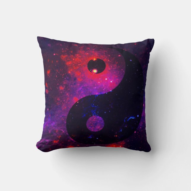 Yin Yang Stardust Blauw Paars Rood Kussen (Voorkant)