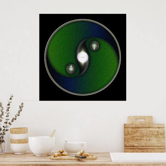 Yin Yang Sun Green Blue Poster (Keuken)