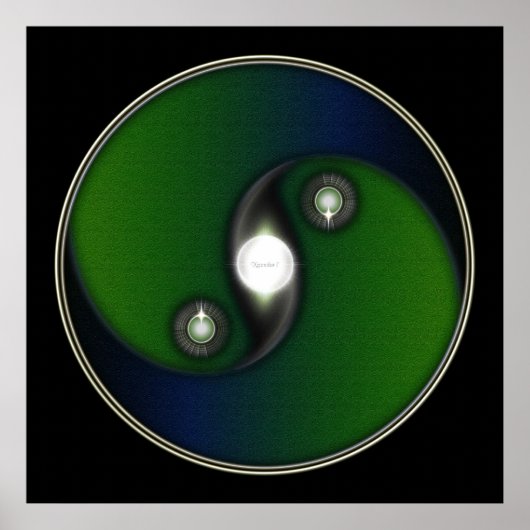 Yin Yang Sun Green Blue Poster (Voorkant)
