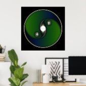 Yin Yang Sun Green Blue Poster (Thuiskantoor)