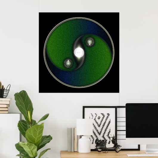 Yin Yang Sun Green Blue Poster (Thuiskantoor)