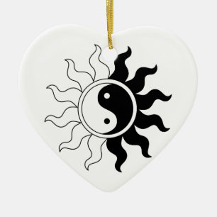 Yin yang sun keramisch ornament