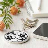 Yin Yang Swirl Sleutelhanger (Zijkant)