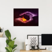 Yin Yang Sybol Fire Water Elements Digital Art Poster (Thuiskantoor)