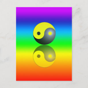Yin & Yang Symbol auf Chakra Farben Motiv 1 Briefkaart