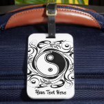 Yin & Yang Symbol Black and White Tattoo Style Bagagelabel<br><div class="desc">Decorative Ying Yang Symbol Psychedelic Black and White Tattoo Style Art Design. Originally created with Hi Quality Vector Graphic Art Copyright BluedakArt TheChameleonArt.</div>