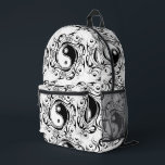 Yin & Yang Symbol Black and White Tattoo Style Bedrukte Rugzak<br><div class="desc">Decorative Ying Yang Symbol Psychedelic Black and White Tattoo Style Art Design. Originally created with Hi Quality Vector Graphic Art Copyright BluedakArt TheChameleonArt.</div>
