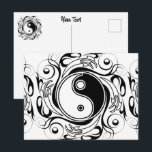 Yin & Yang Symbol Black and White Tattoo Style Feestdagenkaart<br><div class="desc">Decorative Ying Yang Symbol Psychedelic Black and White Tattoo Style Art Design. Originally created with Hi Quality Vector Graphic Art Copyright BluedakArt TheChameleonArt.</div>