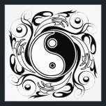 Yin & Yang Symbol Black and White Tattoo Style Foto Afdruk<br><div class="desc">Decorative Ying Yang Symbol Psychedelic Black and White Tattoo Style Art Design. Originally created with Hi Quality Vector Graphic Art Copyright BluedakArt TheChameleonArt.</div>