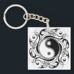 Yin & Yang Symbol Black and White Tattoo Style Sleutelhanger<br><div class="desc">Decorative Ying Yang Symbol Psychedelic Black and White Tattoo Style Art Design. Originally created with Hi Quality Vector Graphic Art Copyright BluedakArt TheChameleonArt.</div>
