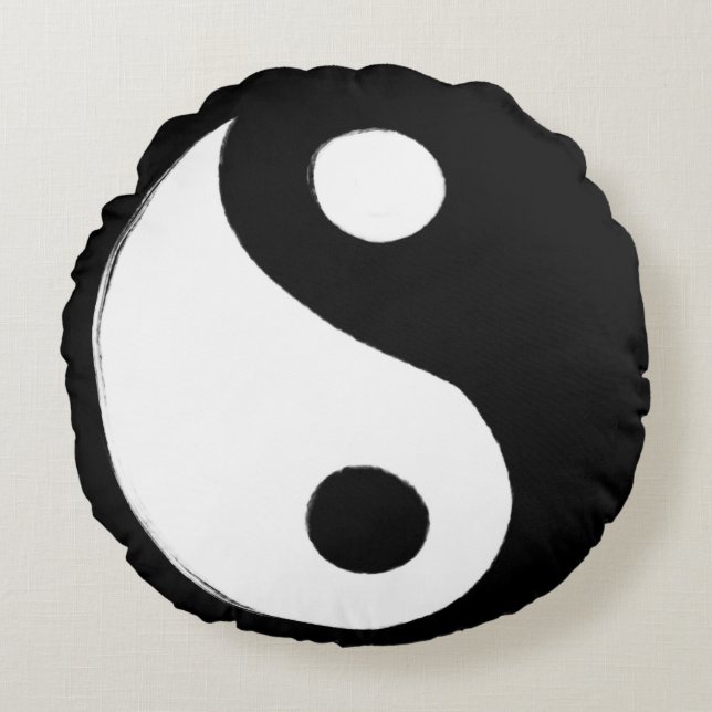 Yin Yang Symbol Dark and Light Rond Kussen (Voorkant)