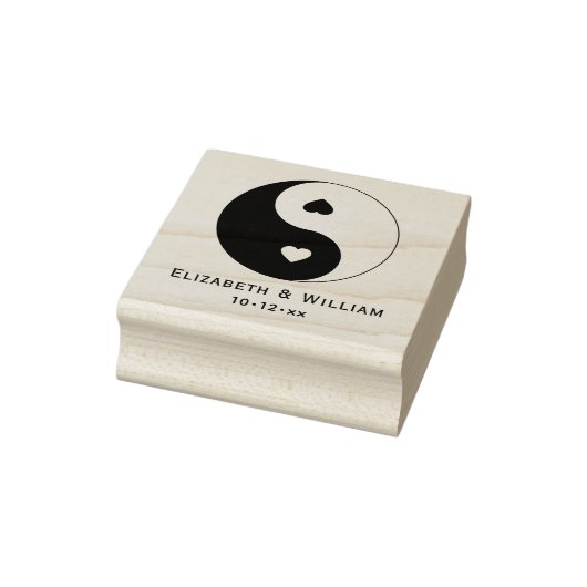 Yin Yang Symbol met Hearts Love Wedding Rubberstempel (Stempel)