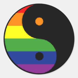 Yin-Yang-Symbol-Rainbow Ronde Sticker