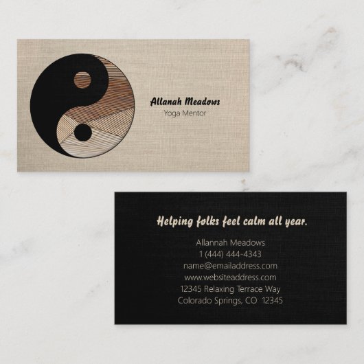 Yin-Yang Symbol Soothing Meditative Visitekaartje (Voorkant / Achterkant)