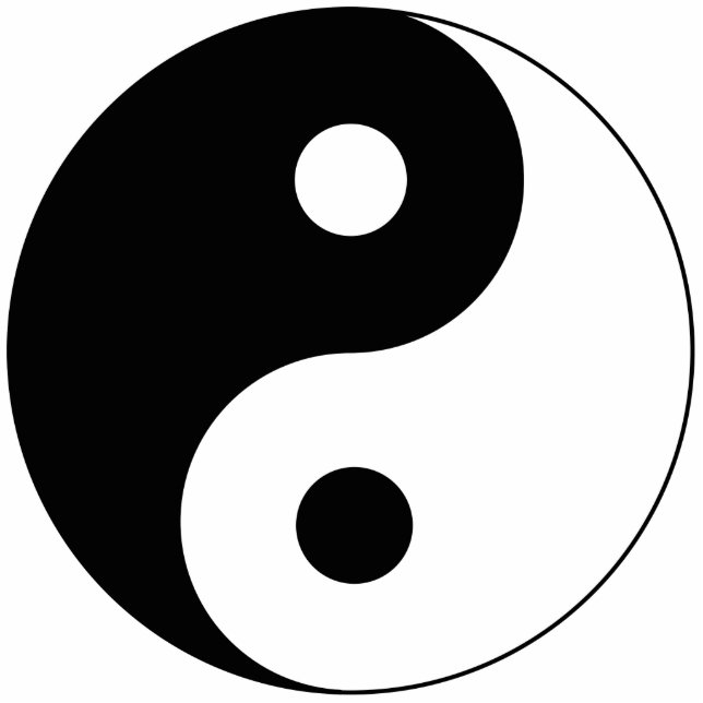 Yin Yang Symbol Spiritueel Staand Fotobeeldje (Voorkant)