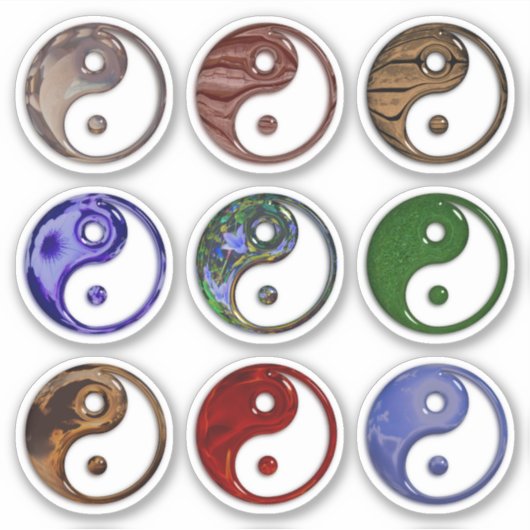 Yin Yang Symbol Texture Set van 9 Sticker (Voorkant)