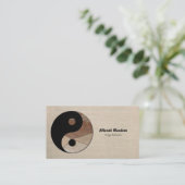 Yin-Yang Symbool Aardetinten QR Code Meditatief  Visitekaartje (Staand voorkant)