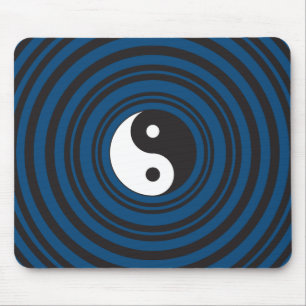 Yin Yang Symbool Blue Concentric Circles Ripples Muismat