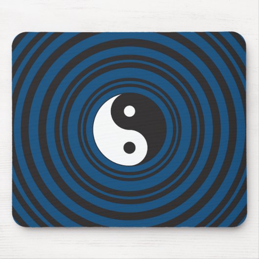Yin Yang Symbool Blue Concentric Circles Ripples Muismat (Voorkant)