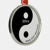 Yin Yang Symbool Kerstmis Metalen Ornament (Rechts)