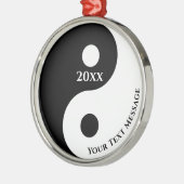 Yin Yang Symbool Kerstmis Metalen Ornament (Links)