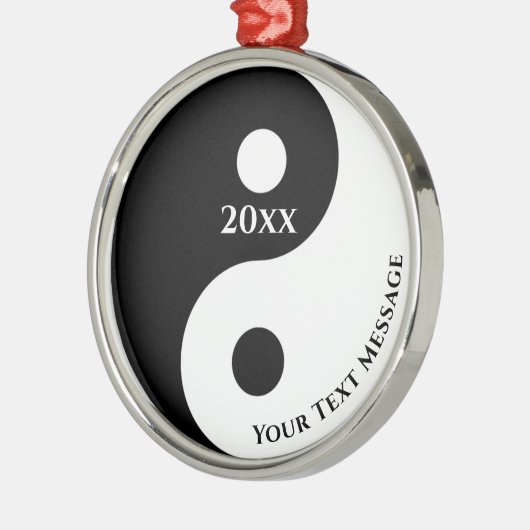 Yin Yang Symbool Kerstmis Metalen Ornament (Links)