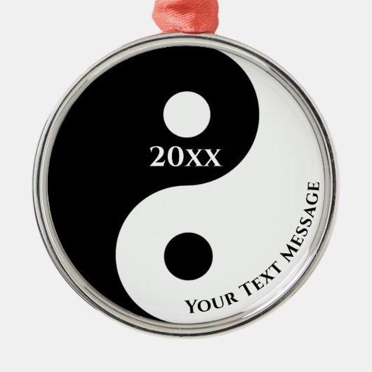Yin Yang Symbool Kerstmis Metalen Ornament (Voorkant)
