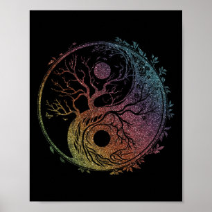 Yin Yang-symbool, Levensboom, Tai Chi, Qigong, Yog Poster