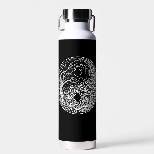Yin Yang symbool Levensboom Waterfles (Voorkant)