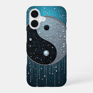 Yin Yang-symbool met donkerblauwe spirituele textu iPhone 16 Hoesje