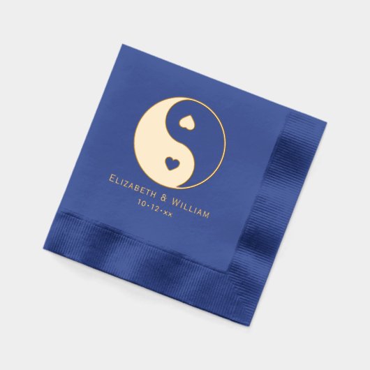Yin Yang Symbool met harten Liefde Paar Bruiloft Folie Servetten (Links)