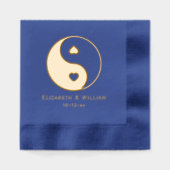 Yin Yang Symbool met harten Liefde Paar Bruiloft Folie Servetten (Voorkant)