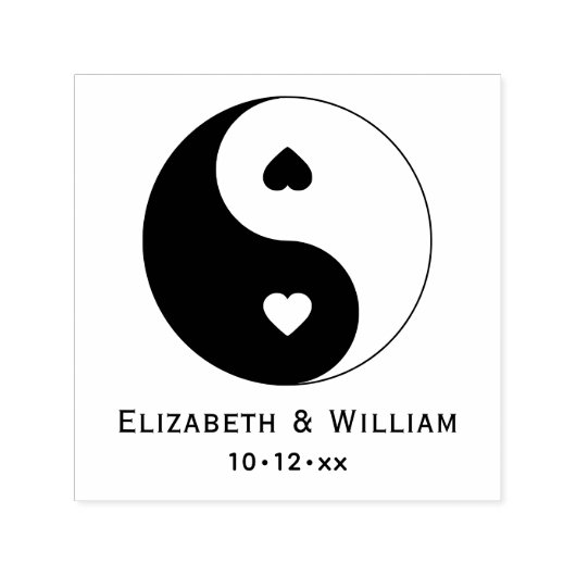 Yin Yang Symbool met harten Liefde Paar Bruiloft Zelfinktende Stempel (Design)