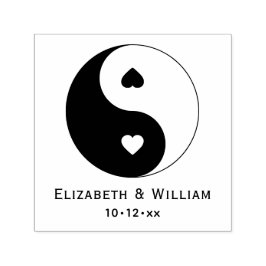Yin Yang-symbool met harten Liefdeskoppel Huwelijk Zelfinktende Stempel