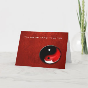 Yin Yang-symbool met rode, gehoorzame valentijn Feestdagen Kaart