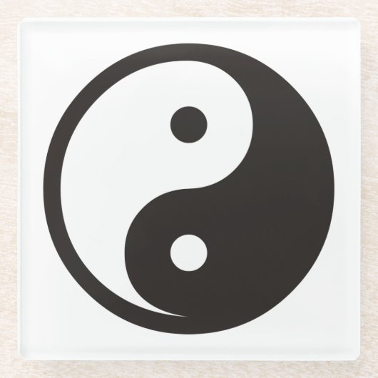 Yin Yang Symbool - ontwerp van vast tattoo Glazen Onderzetter (Voorkant)