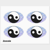 Yin Yang Symbool op Wave Achtergrond Ovale Sticker (Vel)