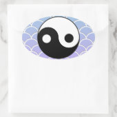 Yin Yang Symbool op Wave Achtergrond Ovale Sticker (Tas)